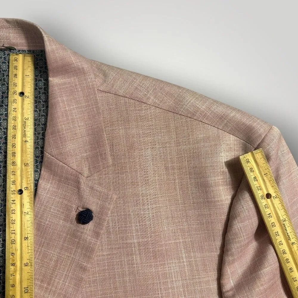 OAK HILL Men's Blazer 4XL 58R/60R Sport Coat Two Button Suit Jacket Pink 2-vent